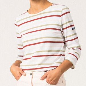 Saint James Multicolor Striped Navy Coastal Casual Feminine Women's Blouse XL.